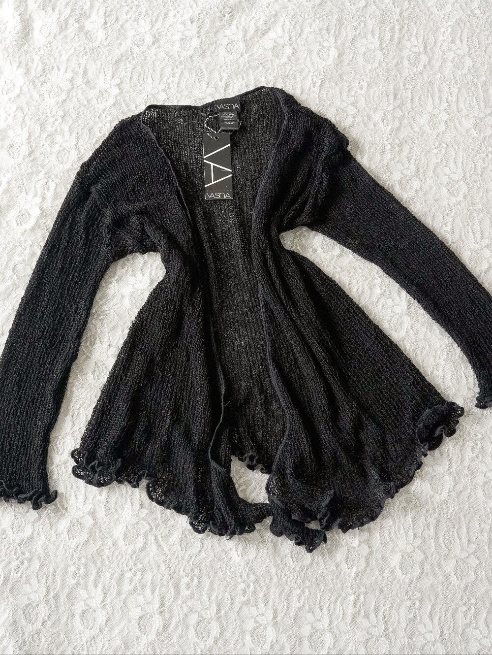 VASNA black open-front knit cardigan One Size